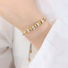 Bracelet Titanium Steel Gold Plated Geometric Round Beads Pull Buckle Diamond Embedded Unisex