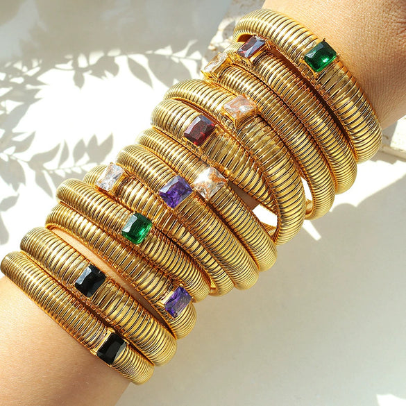 Bracelet 316L Stainless Steel Gold Plated Inlaid Zircon Electroplating