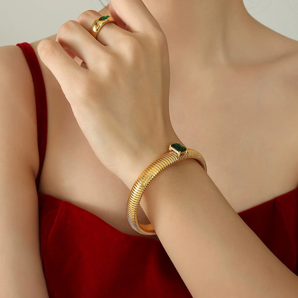 Bracelet 316L Stainless Steel Gold Plated Inlaid Zircon Electroplating