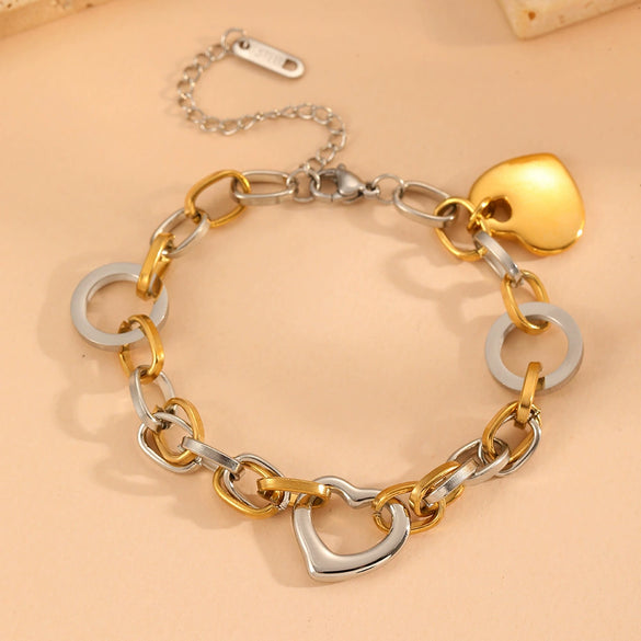 Bracelet Titanium Steel Hollow Love Shape Cartoon Style Electroplated
