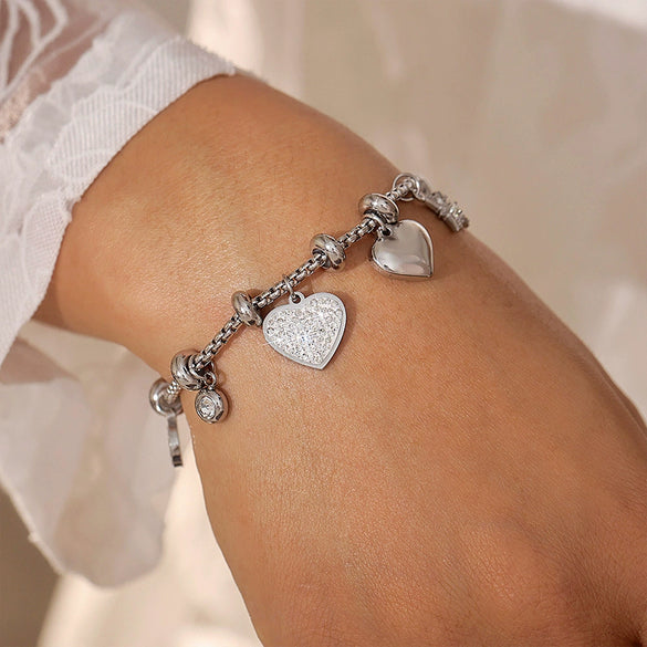 Bracelet 316L Stainless Steel 18K Gold Plated Love Heart Geometric Design Unisex