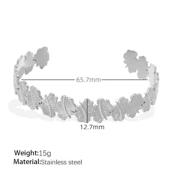 Bracelet 316L Stainless Steel Ocean Series Starfish Leaf Open Electroplated