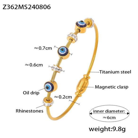 Bracelet 316L Stainless Steel Oil Drop Geometric Retro Light Luxury Diamondencrusted 18K Gold Plated