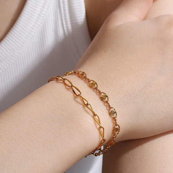 Bracelet 316L Stainless Steel Simple Style Geometric Electroplating Unisex Women's