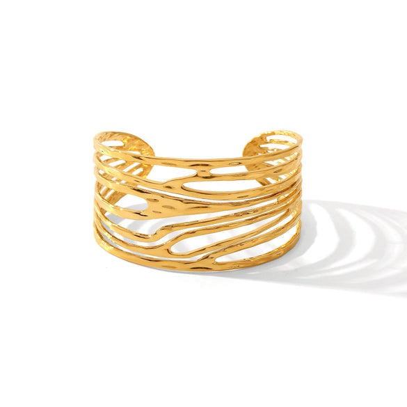 Bracelet Titanium Steel Stainless Steel Geometric Irregular Linear Hollow Opening Vacuum Plated Electroplated
