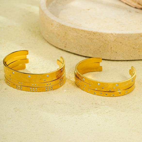 Bracelet Titanium Steel Stainless Steel Inlaid Round Zircon Electroplated Fashion Geometric Style