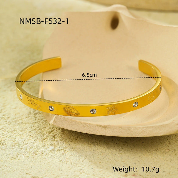 Bracelet Titanium Steel Stainless Steel Inlaid Round Zircon Electroplated Fashion Geometric Style