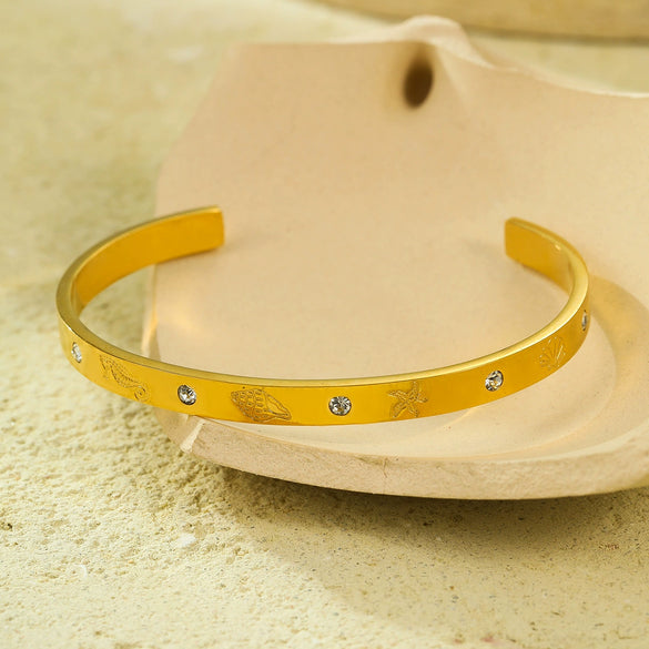 Bracelet Titanium Steel Stainless Steel Inlaid Round Zircon Electroplated Fashion Geometric Style
