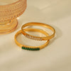 Bracelet Titanium Steel Zircon Inlaid Geometric Retro 18K Gold Plated