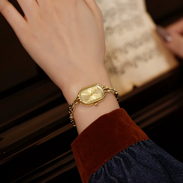 Bracelet Watch Alloy Gold Oval Medieval Retro Literary Fashion Women's Quartz Watch
