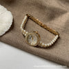 Bracelet Watch Natural Pearl Metal Ordinary Glass Mirror Antique Style Round For Women