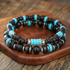 Bracelet Wooden Bead Turquoise Black Magic Sand Geometric Handmade Trendy Hiphop Highend Unisex