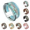 Bracelets Leather Crystal Feather Braided Geometric Electroplated For Women And Men