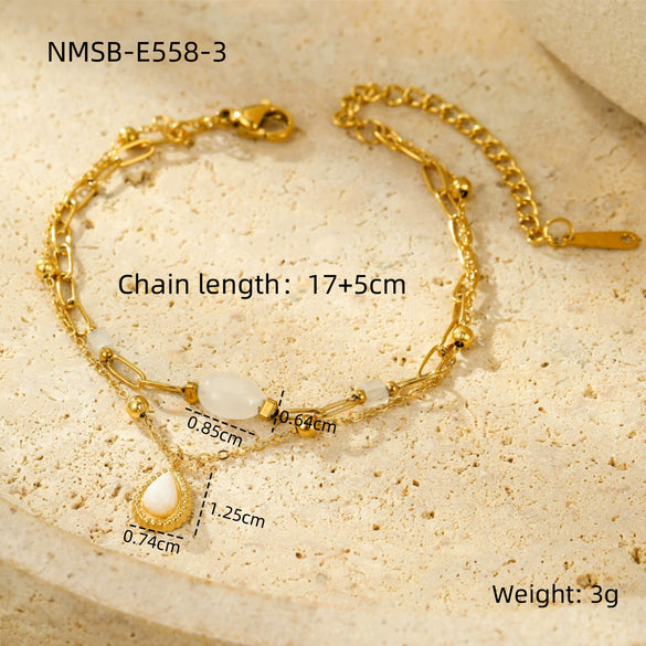 Bracelets Stainless Steel Inlaid With Natural Stone Titanium Steel Pendants Electroplated Fashion Hand Jewelry
