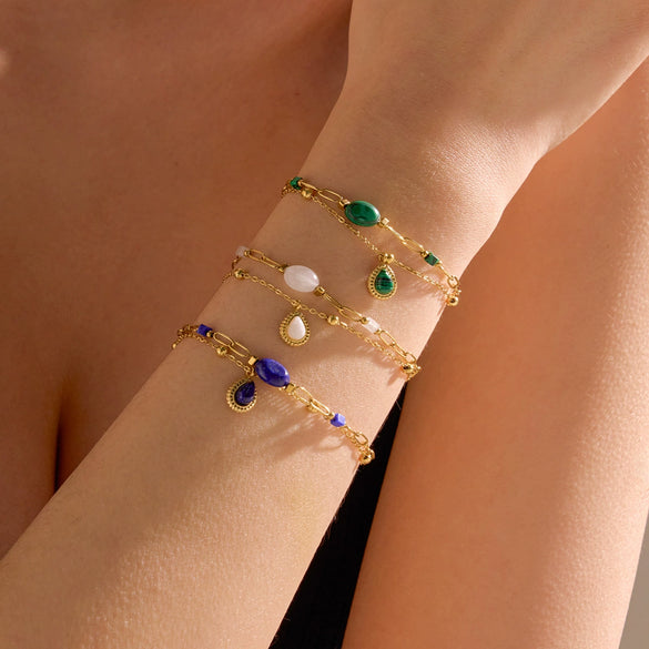 Bracelets Stainless Steel Inlaid With Natural Stone Titanium Steel Pendants Electroplated Fashion Hand Jewelry