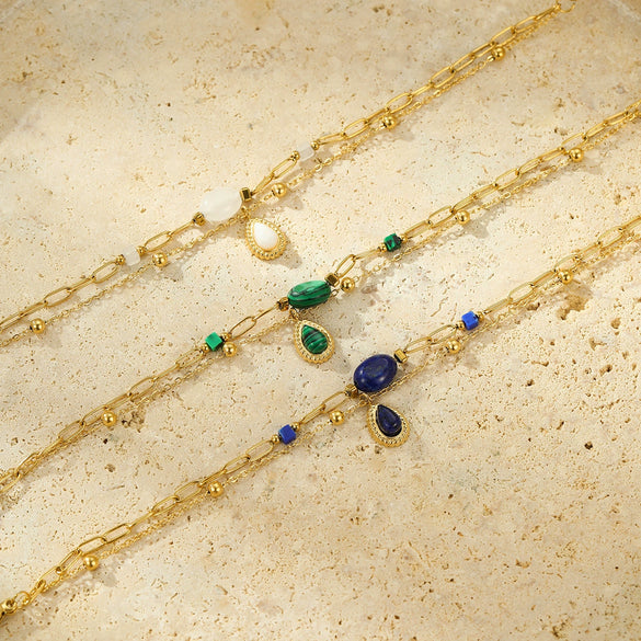 Bracelets Stainless Steel Inlaid With Natural Stone Titanium Steel Pendants Electroplated Fashion Hand Jewelry
