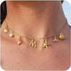 Brass 14K Gold Plated Pearl Letter Star Conch Pendant Necklace