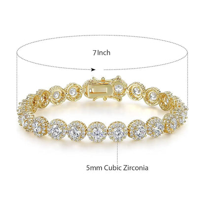 Brass 18K Gold Plated Casual Classic Style Plating Inlay Round Zircon Tennis Bracelet