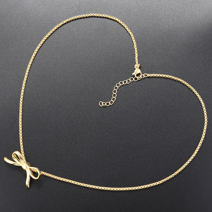 Brass 18K Gold Plated Casual Simple Style Classic Style Bow Knot Necklace