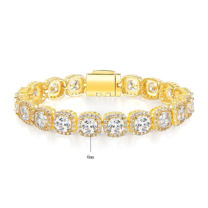 Brass 18K Gold Plated Casual Simple Style Classic Style Plating Inlay Square Zircon Bracelets