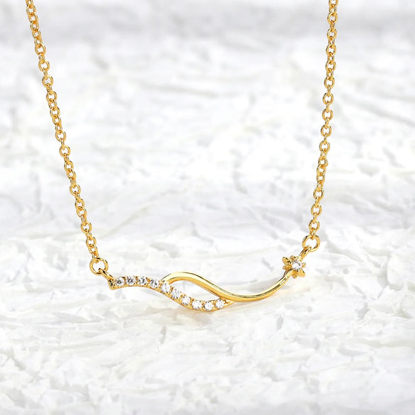 Brass 18K Gold Plated Hollow Out Inlay Double Ring Circle Tree Zircon Pendant Necklace