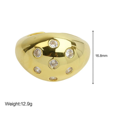 Brass 18K Gold Plated IG Style French Style Irregular Plating Inlay Geometric Zircon Open Rings