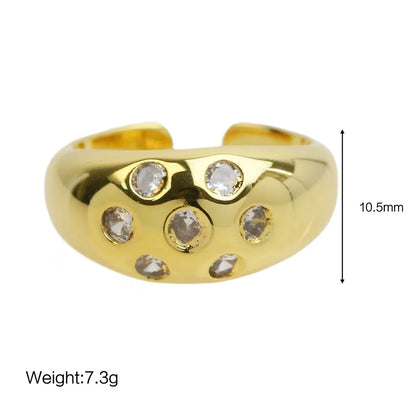 Brass 18K Gold Plated IG Style French Style Irregular Plating Inlay Geometric Zircon Open Rings