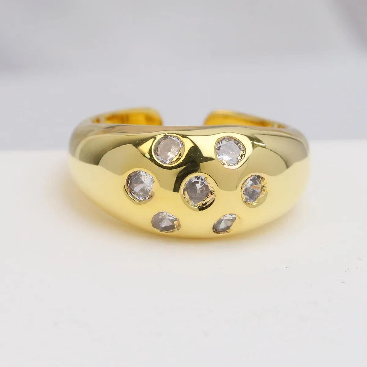 Brass 18K Gold Plated IG Style French Style Irregular Plating Inlay Geometric Zircon Open Rings