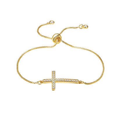 Copper IG Style Simple Style Inlay Cross Zircon Bracelets