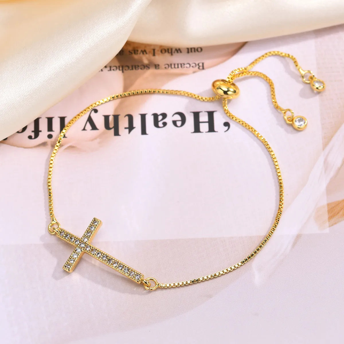 Copper IG Style Simple Style Inlay Cross Zircon Bracelets