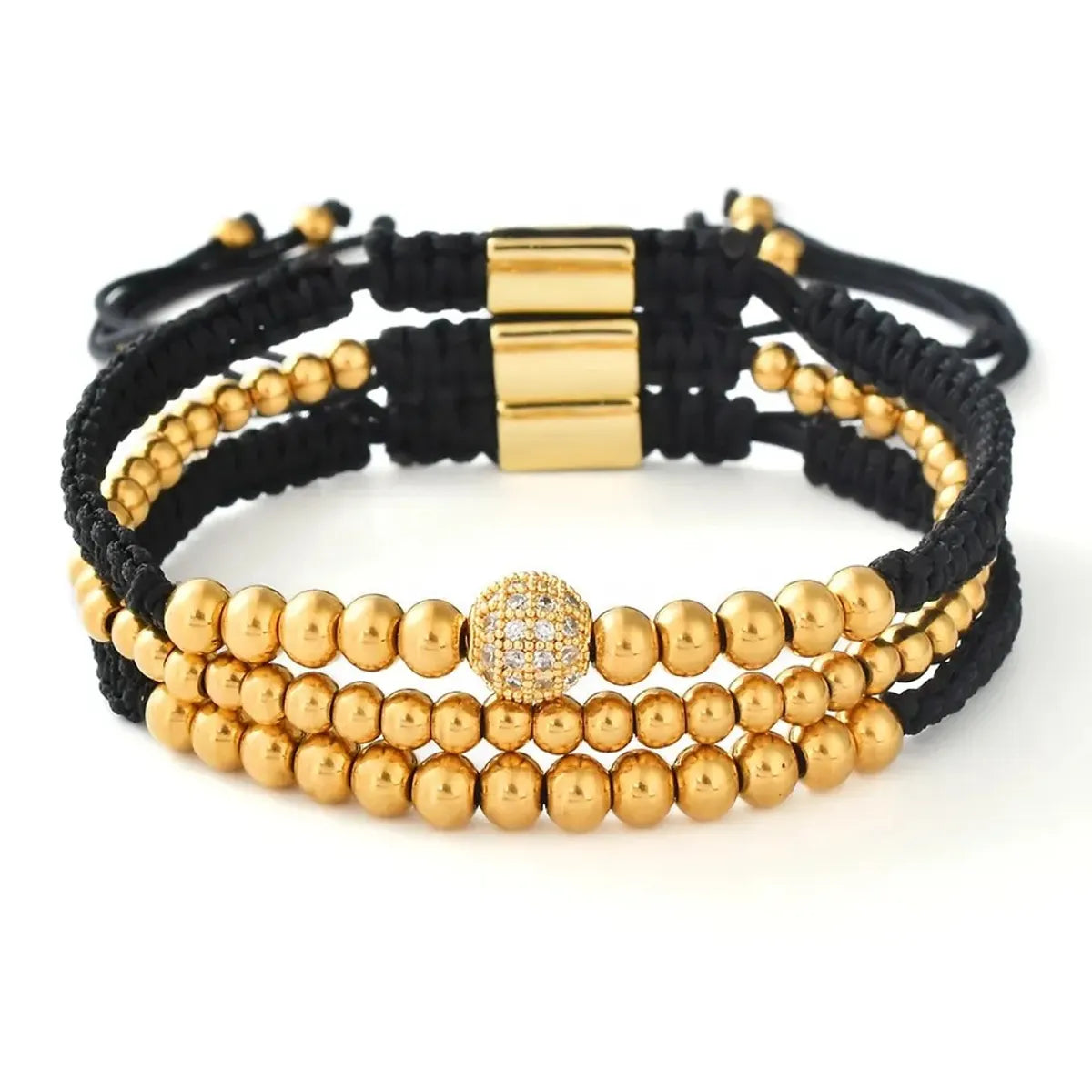 Brass 18K Gold Plated Luxurious Simple Style Inlay Geometric Zircon Bracelets