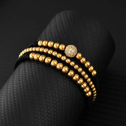 Brass 18K Gold Plated Luxurious Simple Style Inlay Geometric Zircon Bracelets