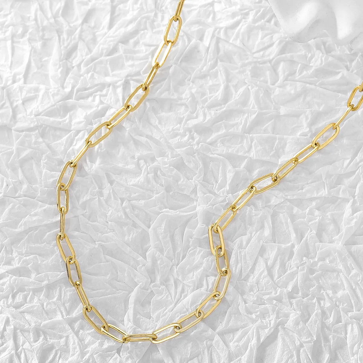 Brass 18K Gold Plated Paper Clip Solid Color Long Necklace Necklace