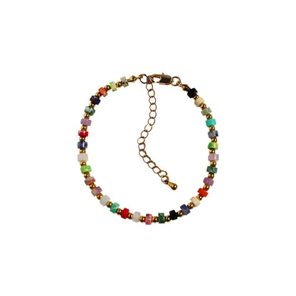 Brass 24K Gold Plated Beaded Geometric Bracelets Necklace