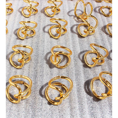 Brass 24K Gold Plated Geometric Open Rings