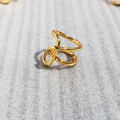 Brass 24K Gold Plated Geometric Open Rings