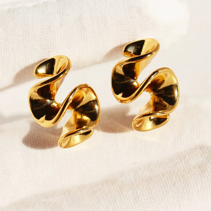 Brass 24K Gold Plated Geometric Solid Color Rings Earrings