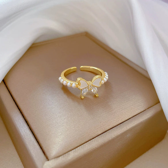 Brass Cartoon The Crown Style Butterfly Ring Electroplated