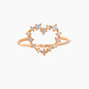 Brass Copperplated 18K Gold Heart Shape Ring Hand Jewelry With Microset Diamond For Women