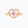Brass Copperplated 18K Gold Heart Shape Ring Hand Jewelry With Microset Diamond For Women