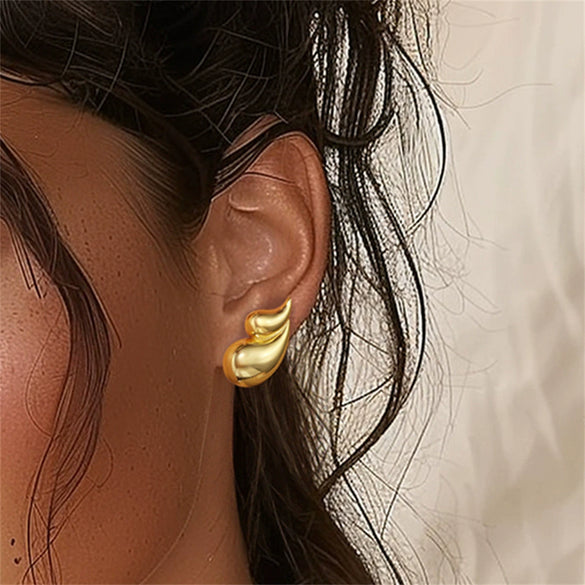 Brass Geometric Water Droplets Flamboyant Exaggerated Electroplated Women's Earrings
