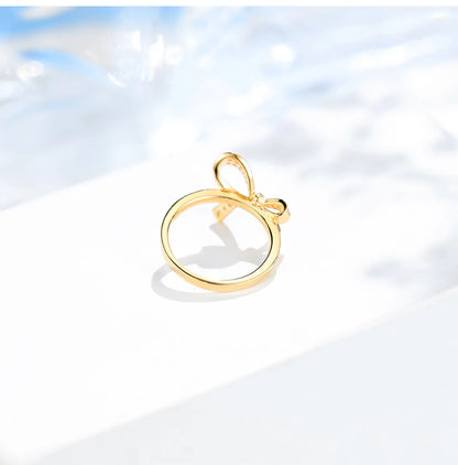 Brass Glam Simple Style Bow Knot Plating Inlay Artificial Diamond Rings