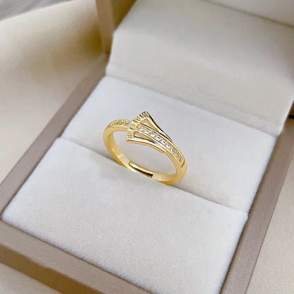 Brass Gold Plated Casual Classic Style Plating Inlay Ginkgo Leaf Zircon Open Rings