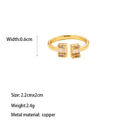 Brass Gold Plated Casual Classical Romantic Plating Round Zircon Open Rings