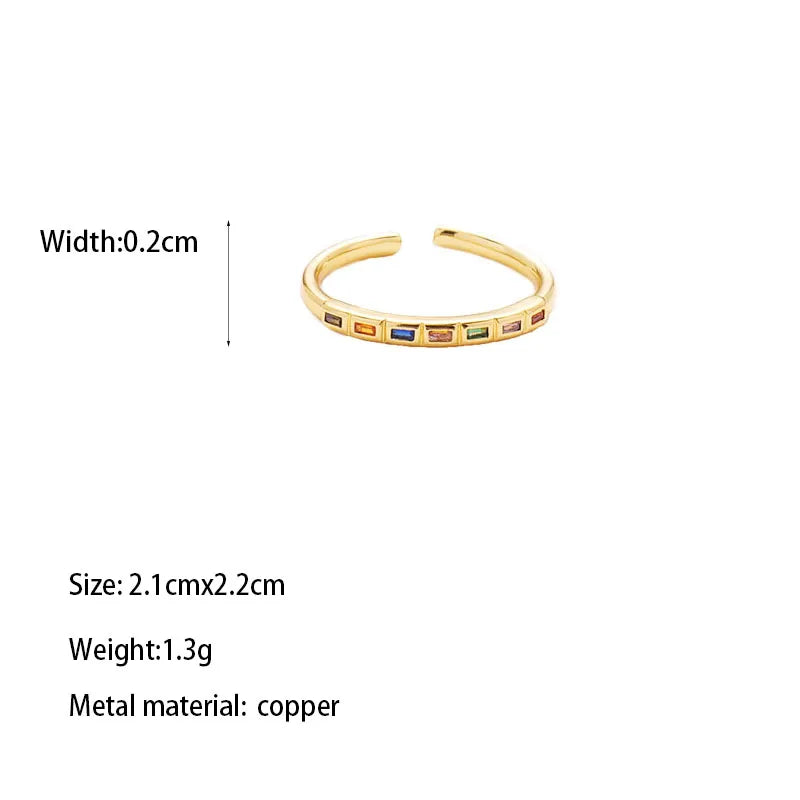 Brass Gold Plated Casual Classical Romantic Plating Round Zircon Open Rings