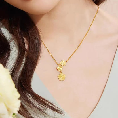 Brass Gold Plated Elegant Simple Style Flower Plating Bracelets Earrings Necklace