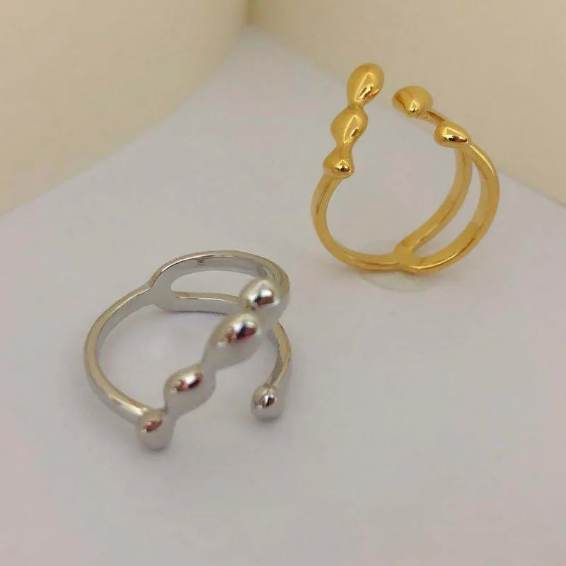 Brass Gold Plated Geometric Open Rings