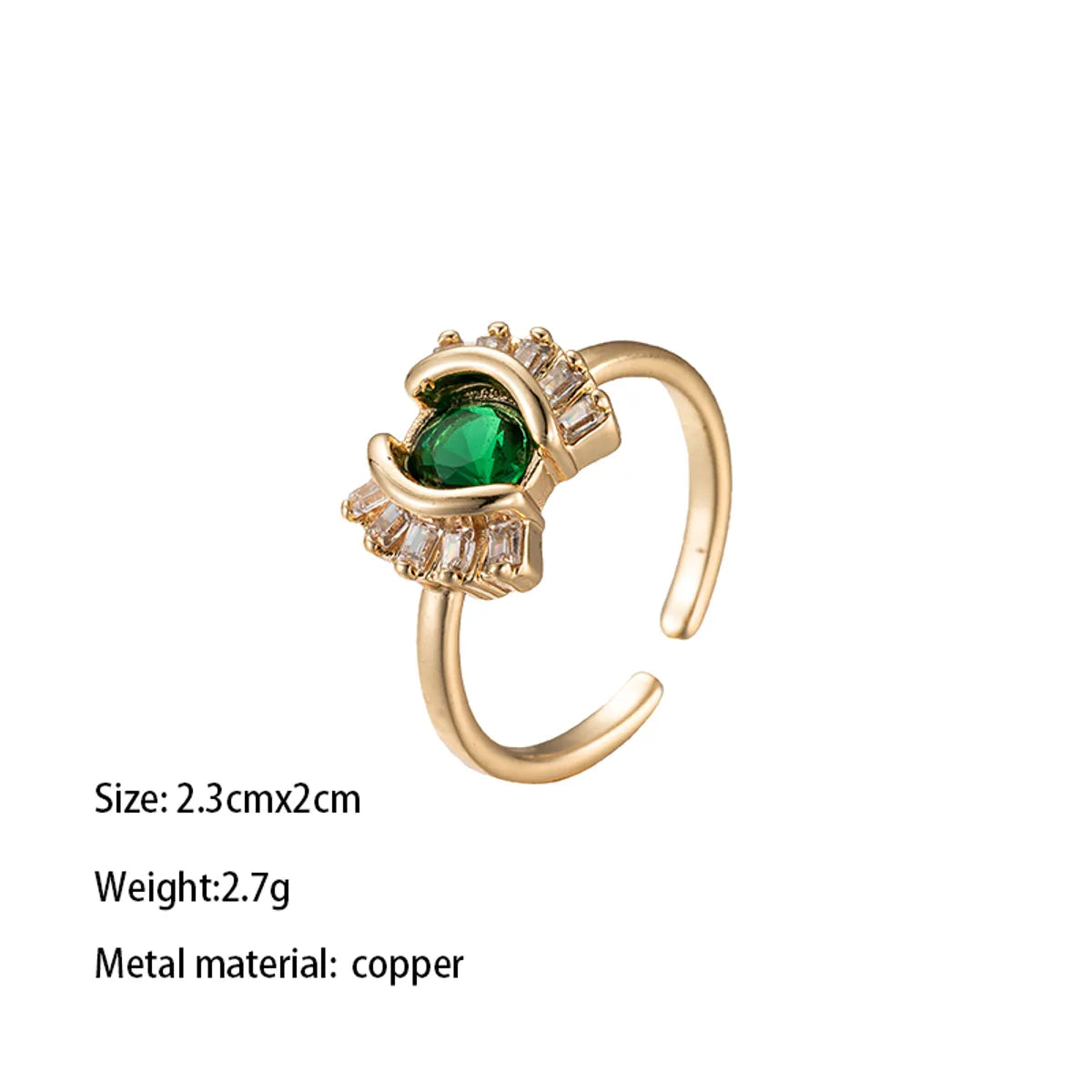 Brass Gold Plated Glam Luxurious Vacation Plating Inlay Heart Shape Zircon Rings