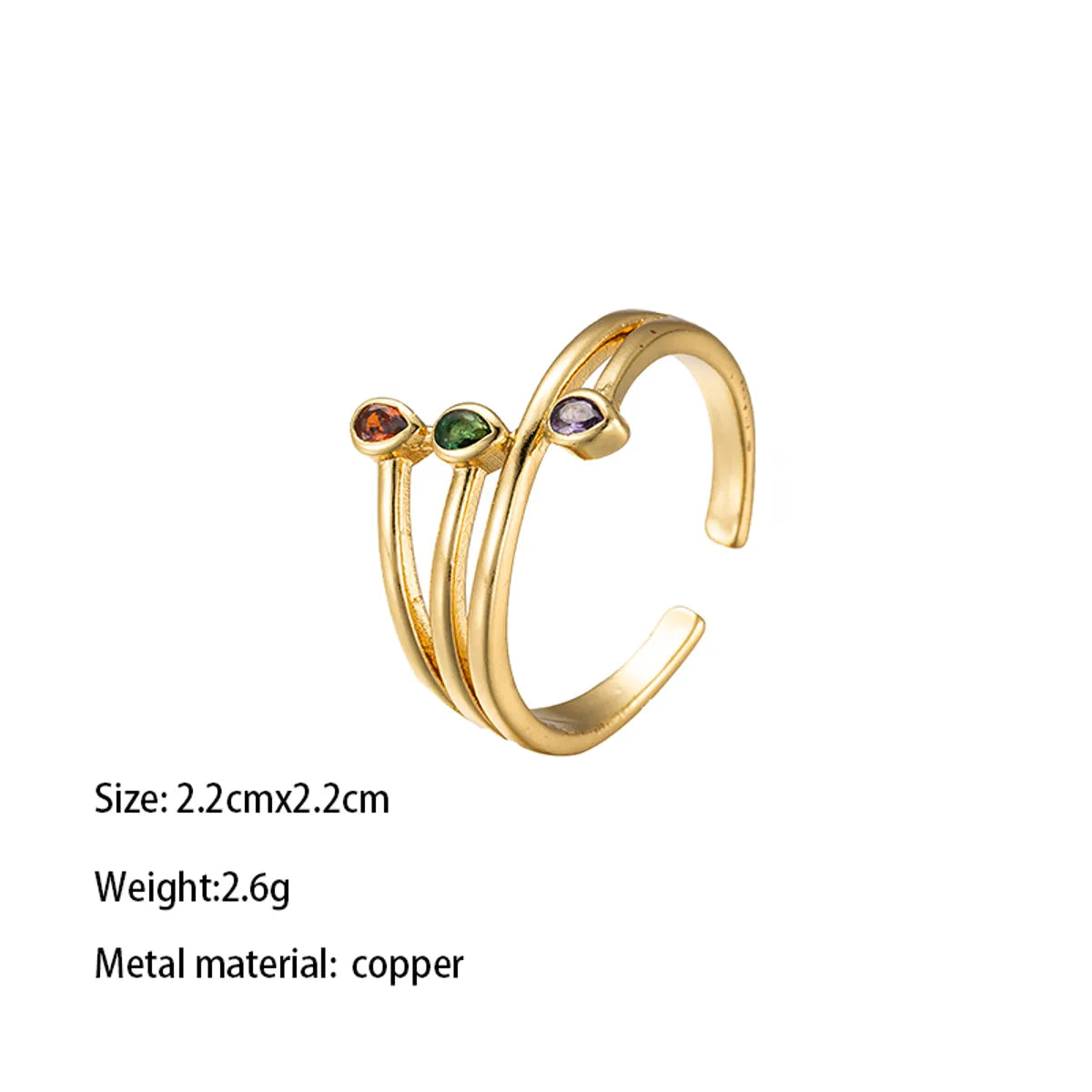 Brass Gold Plated Glam Luxurious Vacation Plating Inlay Heart Shape Zircon Rings