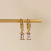 Brass Goldplated Geometric Zircon Earrings